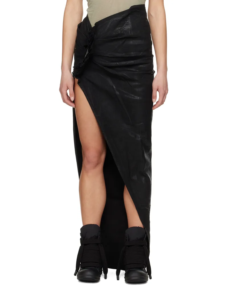 DRKSHDW by Rick Owens Black Hollywood Soft Edfu Denim Maxi Skirt 09