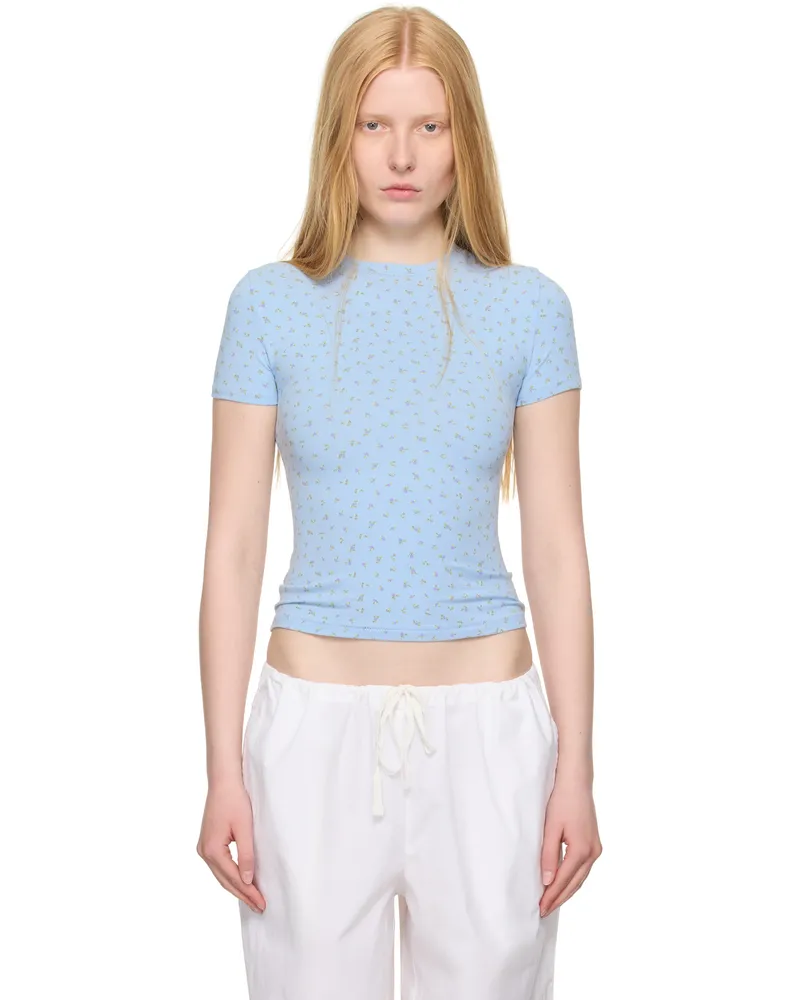 SKIMS Blue Cotton Jersey T-shirt Powder