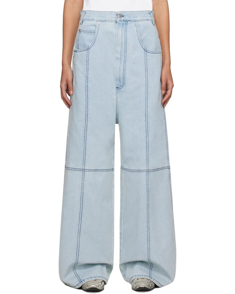 LU'U DAN Blue Paneled Jeans Ice