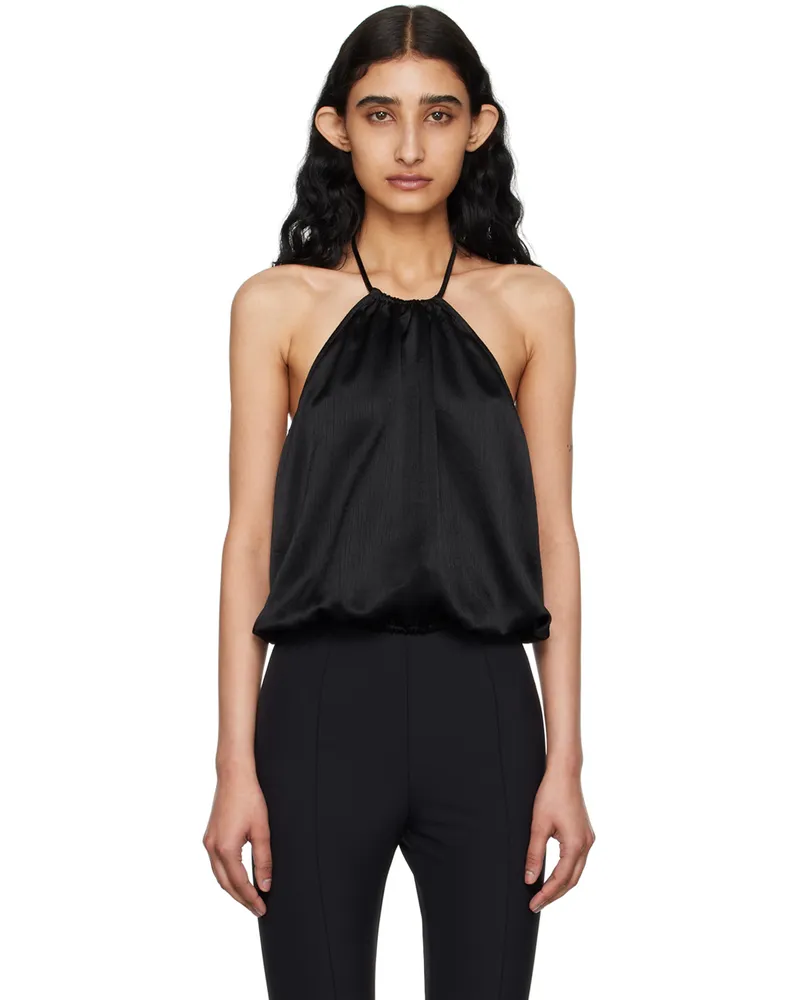 Elleme Black Draped Blouse Textured