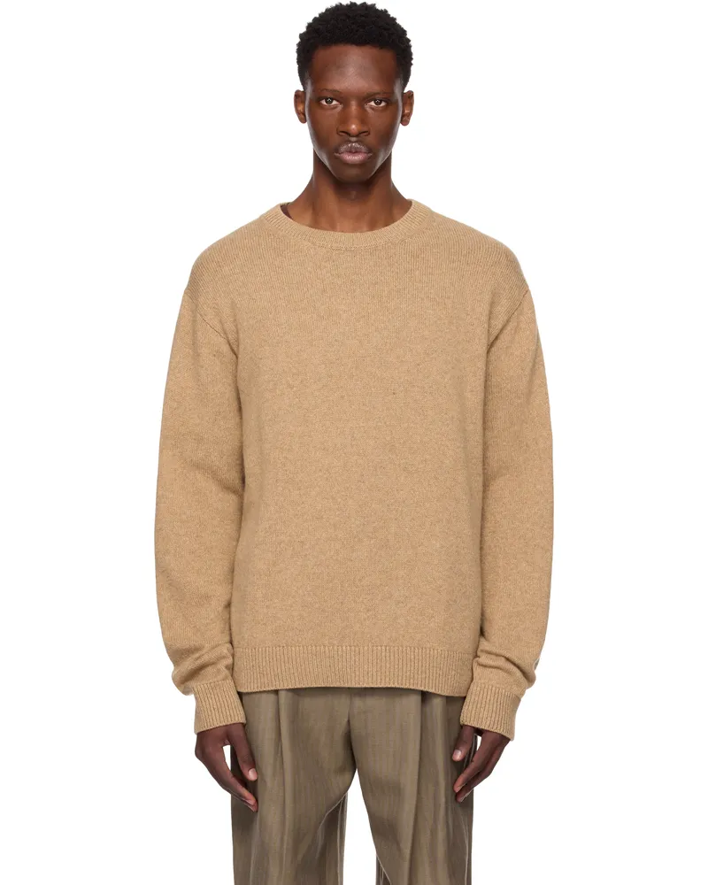 The Elder Statesman Tan Simple Crew Sweater 260