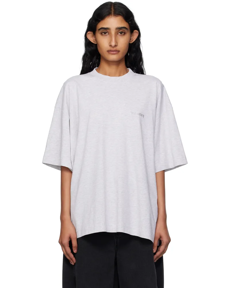 VETEMENTS Gray Logo Regular T-shirt Grey