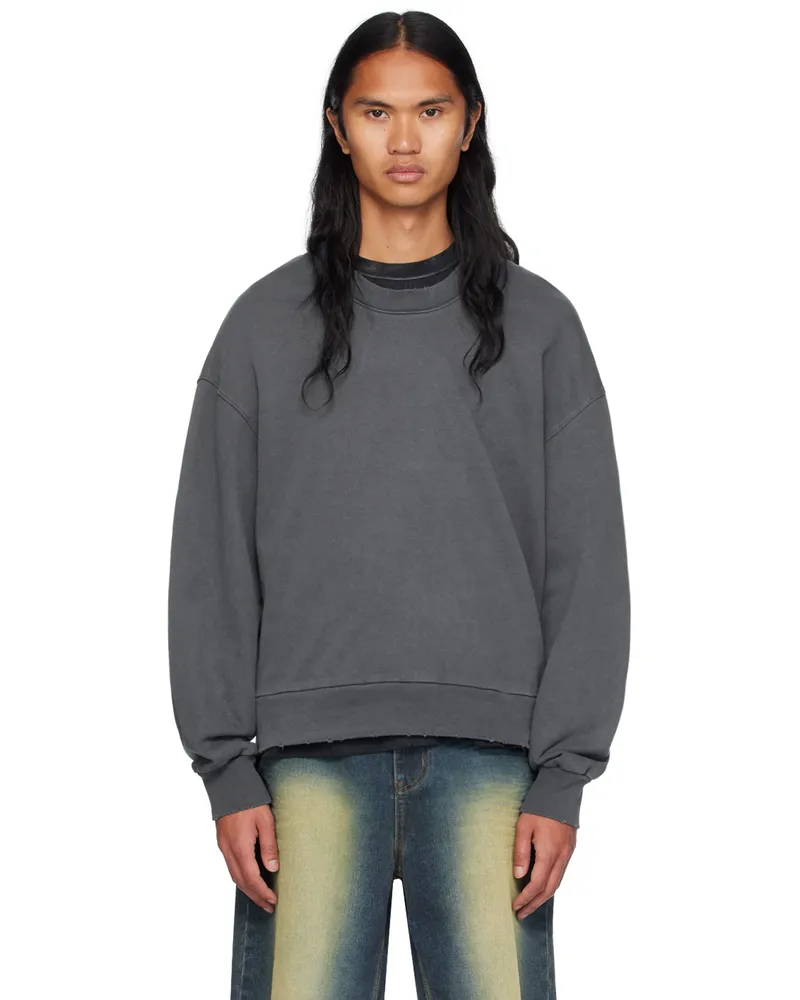 WE 11 DONE Gray Wide Neck Hoodie Charcoal