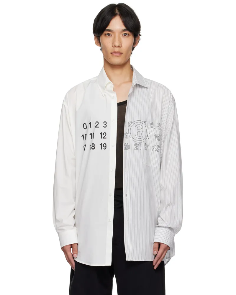 Maison Margiela White & Gray Striped Long Sleeve Shirt 961