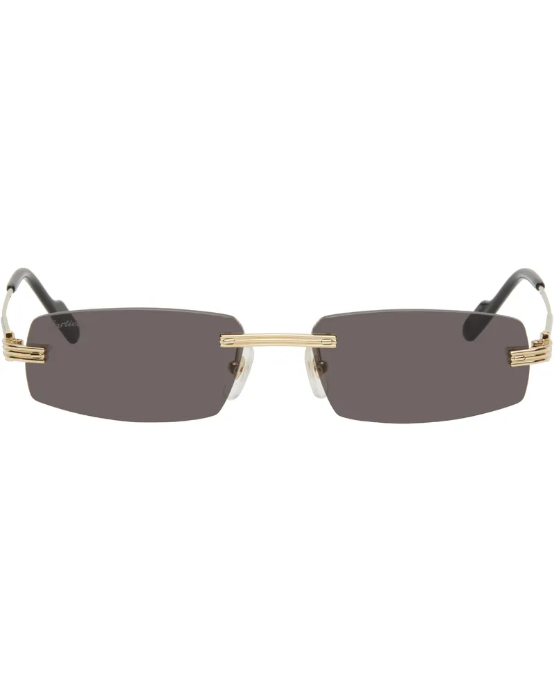 Cartier Gold 'Première de Cartier' Sunglasses Gold-gold-grey