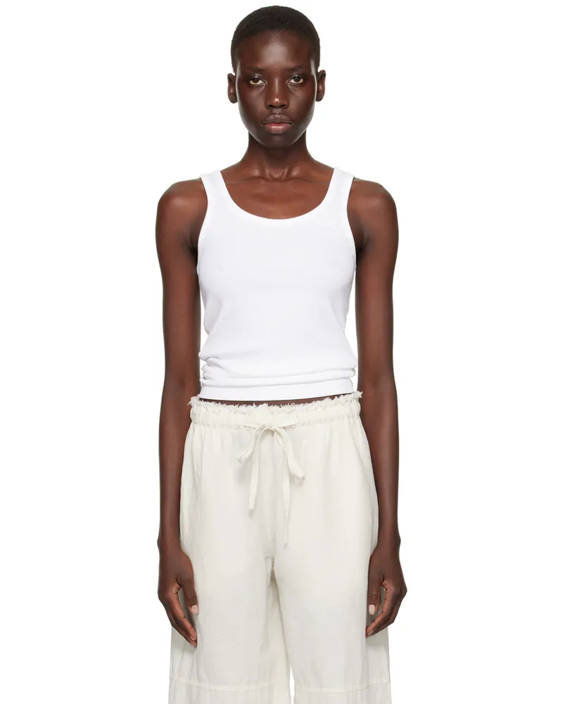 CDLP White Ribbed Tank Top White