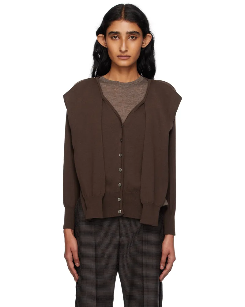 OPEN YY Brown Sleeve Layered Cardigan Brown