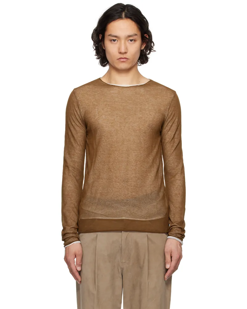 Entire Studios Brown Duplex Knit T-shirt Himalaya