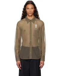 Simone Rocha Khaki Sheer Embellished Shirt Olive