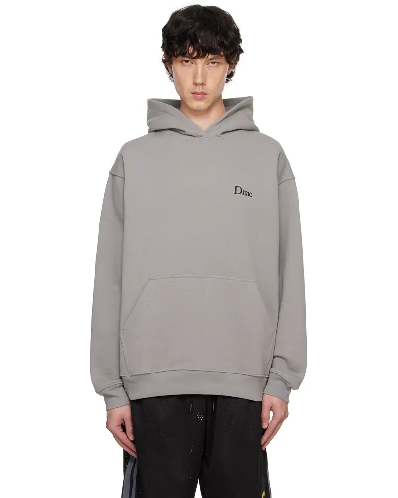 Dime Gray Classic Small Logo Hoodie Charcoal
