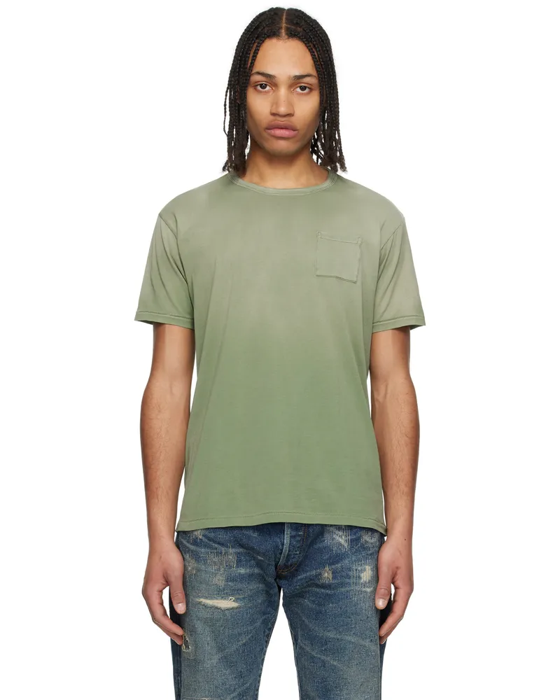 RRL Green Garment-Dyed Pocket T-shirt Green
