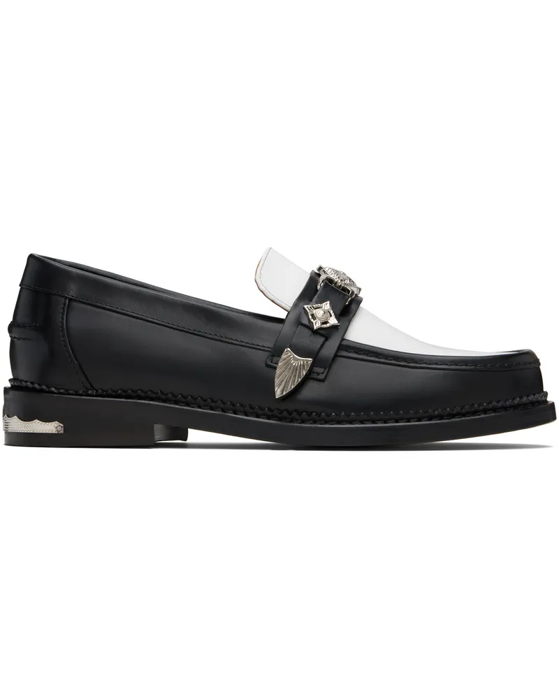 Toga SSENSE Exclusive Black & White Metal Loafers Black