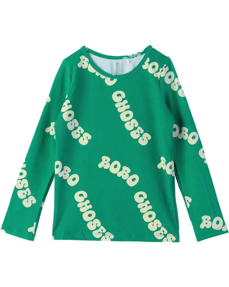 BOBO CHOSES Kids Green Wavy 'Bobo Choses' All Over Swim Top Green