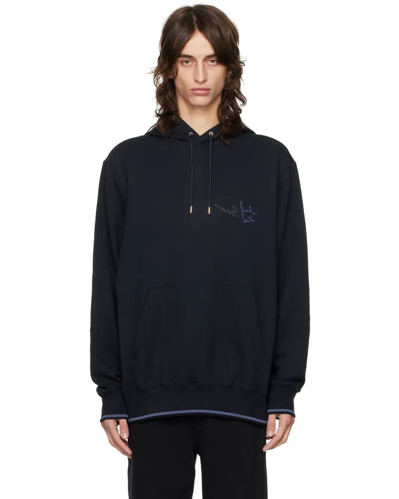 Paul Smith Navy Embroidered Logo Hoodie 49
