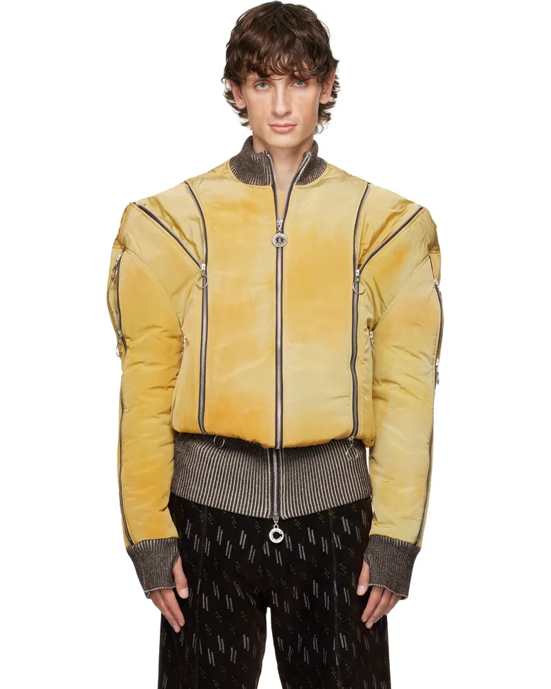 Charlie Constantinou Yellow Adjustable Fit Bomber Jacket Lime