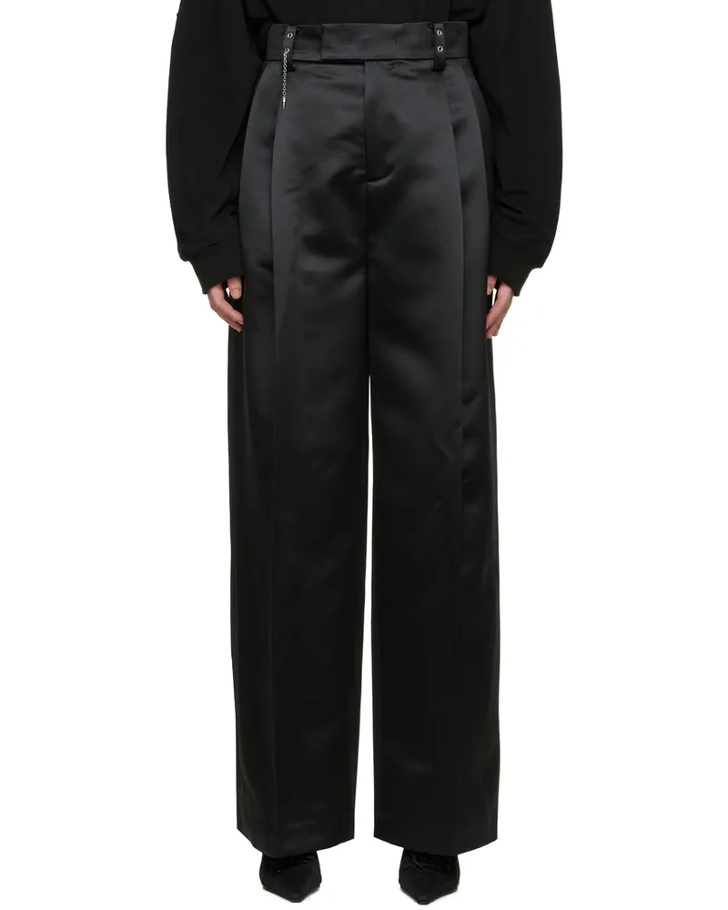 WE 11 DONE Black Polyester Trousers Black