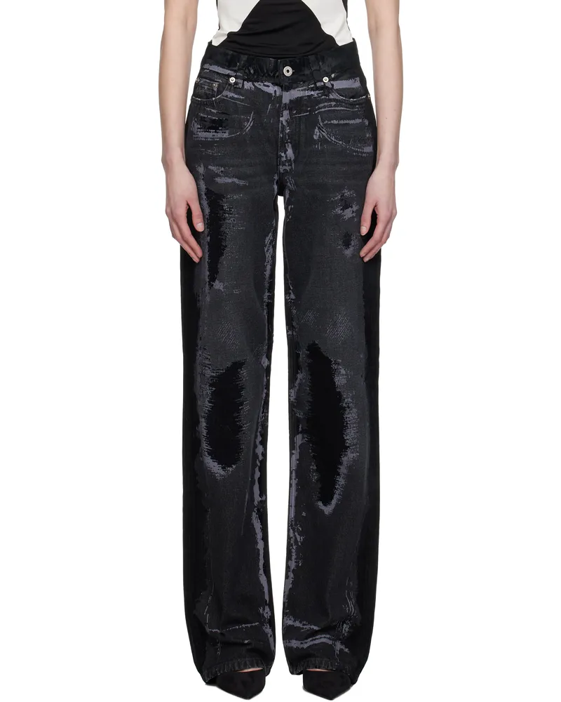Jean Paul Gaultier Black 'The Flocked' Jeans 06