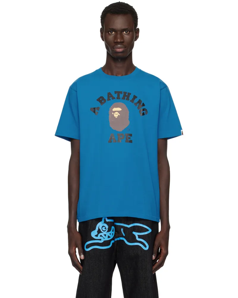 BAPE Blue College T-shirt Blue