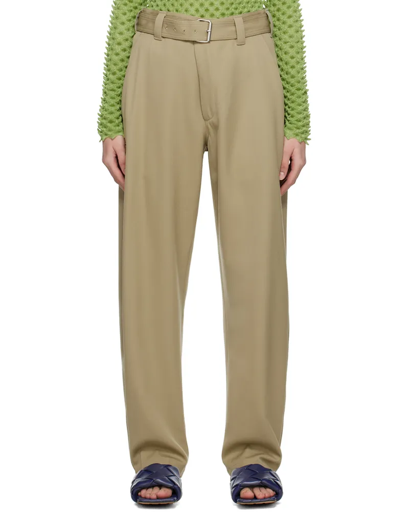 Bottega Veneta Khaki Tapered Trousers 3008