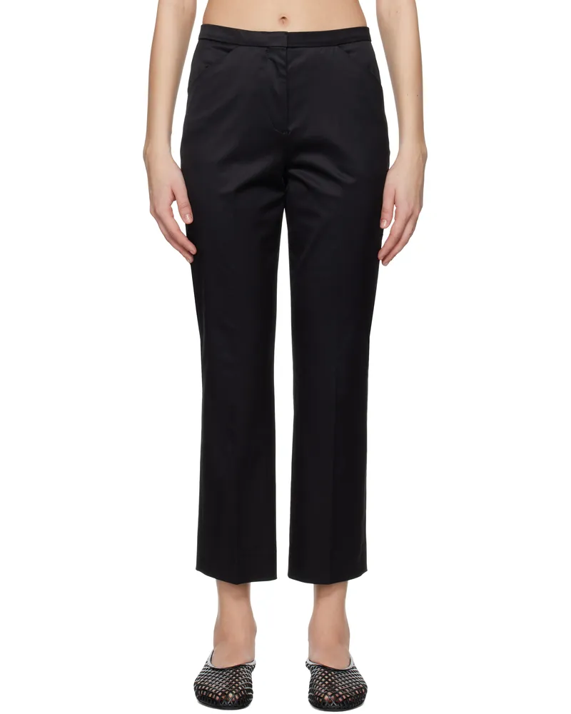 Totême Black Cropped Straight Trousers Black