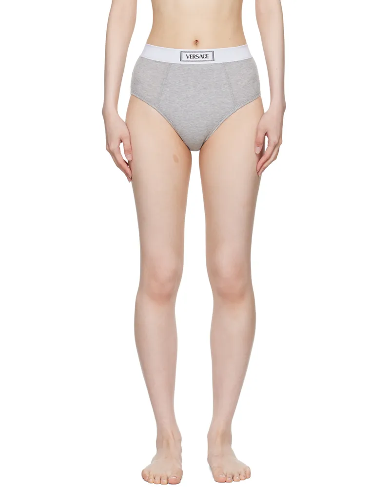Versace Gray 90s Vintage Logo Briefs 1e130-grey