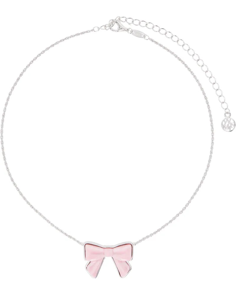 SHUSHU/TONG Silver YVMIN Edition Double-Sided Ceramics Bowknot Necklace Pink