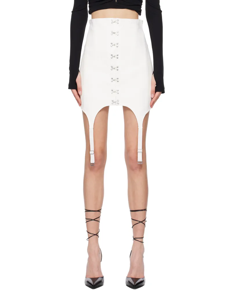 Dion Lee White Corset Garter Miniskirt Ivory