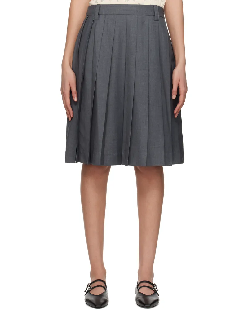 Dunst Gray Pleats Midi Skirt Charcoal