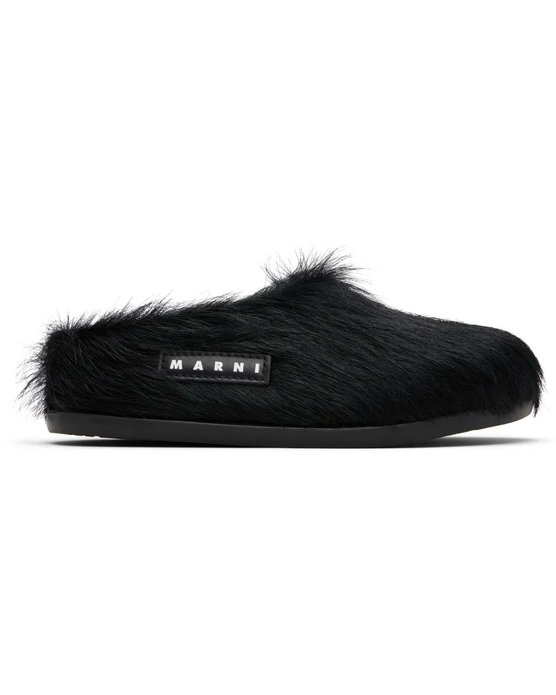 Marni Kids Black Logo Patch Mules Var