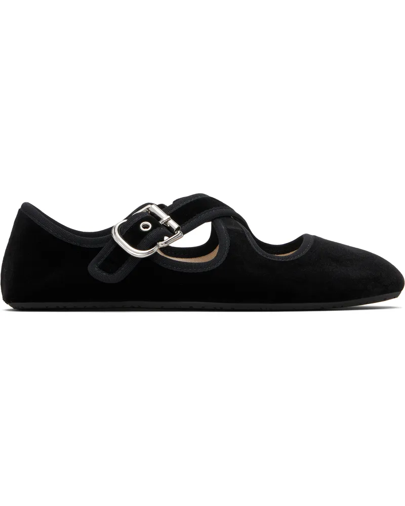 Alaïa Black Criss Cross Velvet Ballerina Flats 999