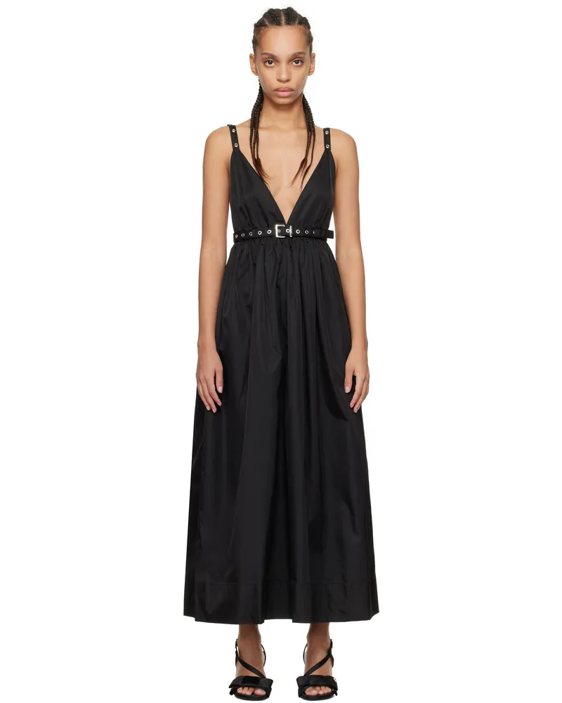 Ganni Black Duchesse Nylon Strap Maxi Dress 099