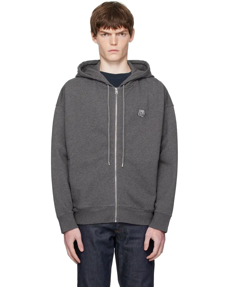 Kitsuné Gray Bold Fox Head Patch Fullzip Oversize Hoodie H170