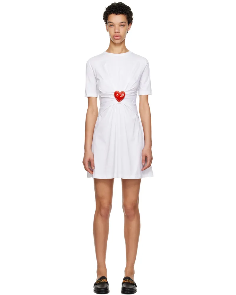 Moschino White Inflatable Heart Minidress J0001