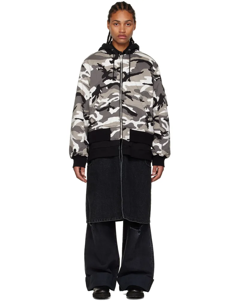 Undercover Black & Gray Layered Coat Black