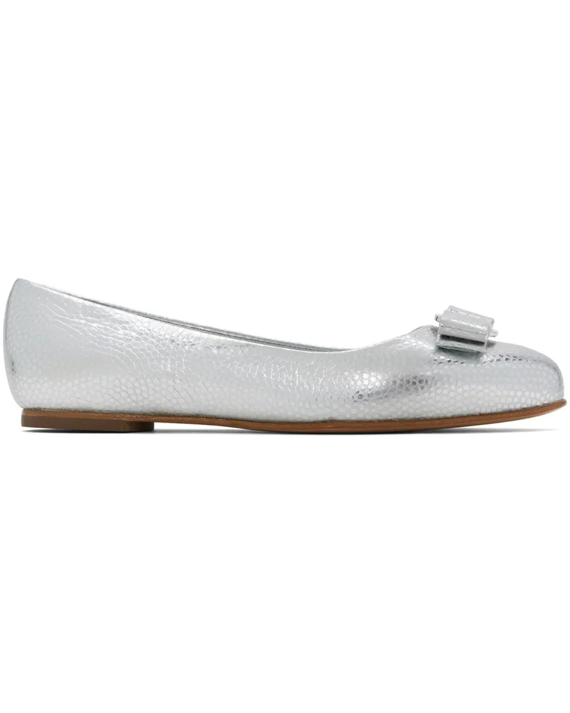 Ferragamo Silver Varina Ballerina Flats 029