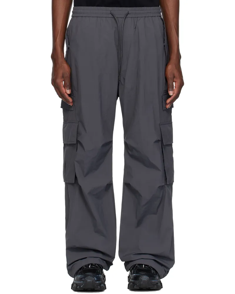 JUUN.J Gray Nylon Light Cargo Pants Grey