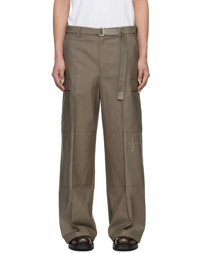 Sacai Taupe WTAPS Edition Cotton Back Satin Cargo Pants 550