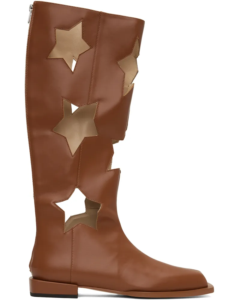 ANDREJ GRONAU SSENSE Exclusive Brown Star Cut Boots Brown