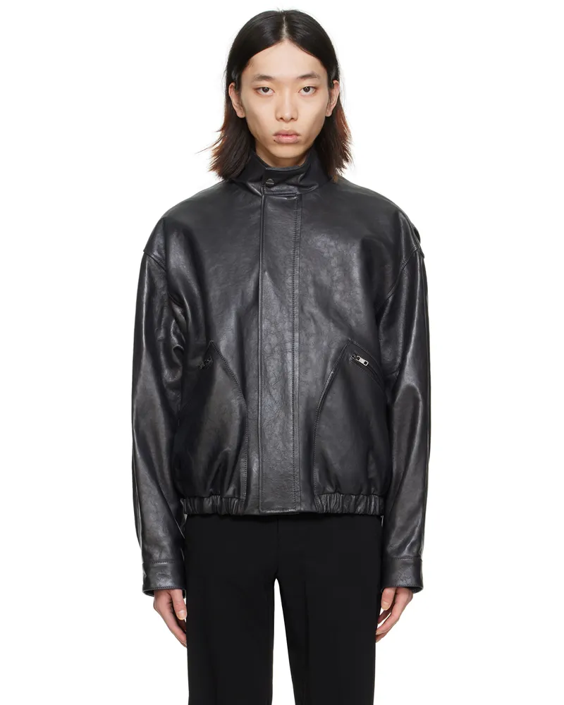 Wooyoungmi Black Zip Leather Jacket 651b