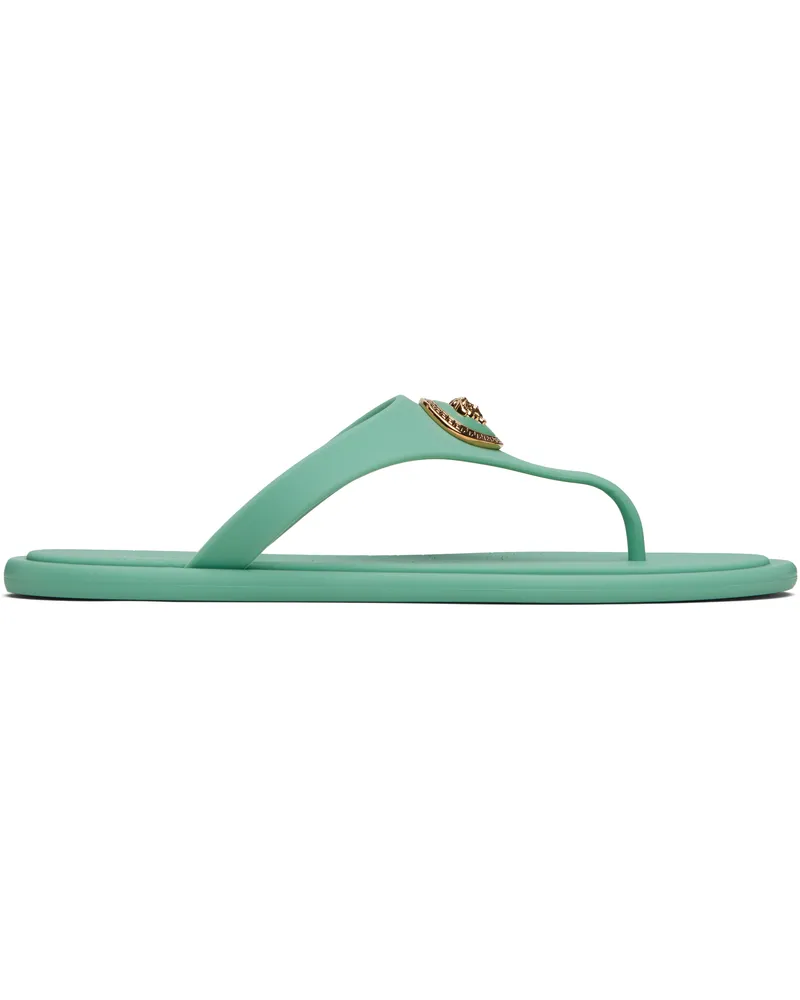 Versace Green Alia Rubber Flat Sandals 1go5v-sea