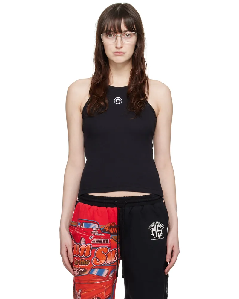 Marine Serre Black Ribbed Tank Top Bk99