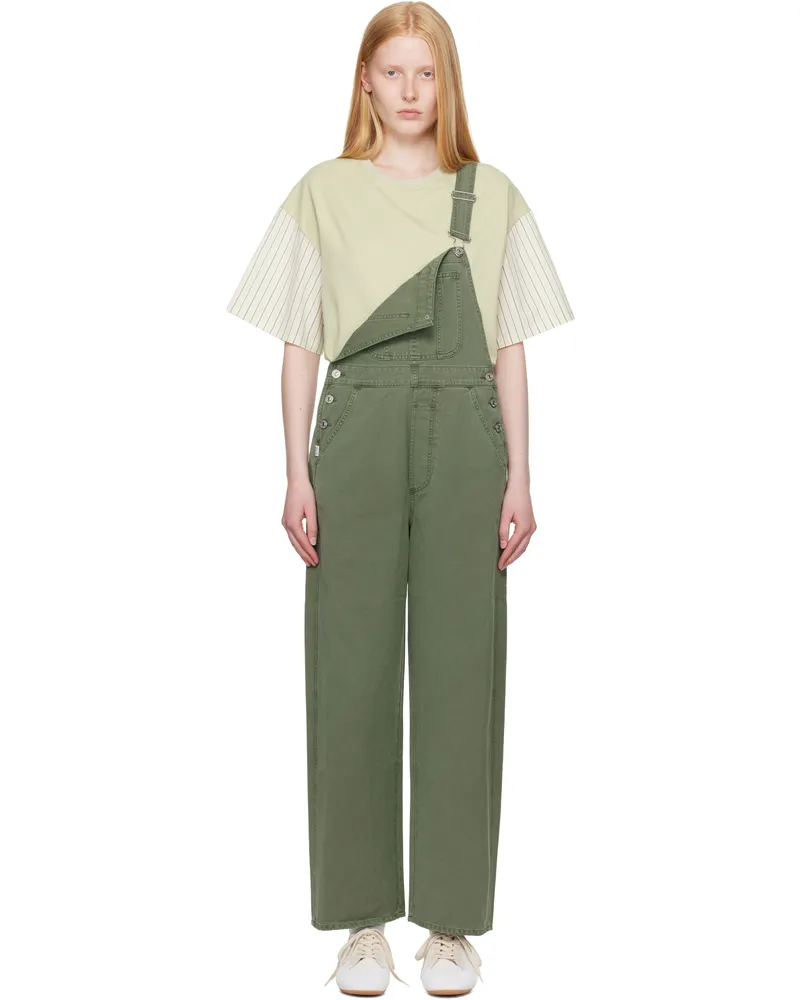 Citizens of humanity Khaki Freya Denim Overalls Cadet