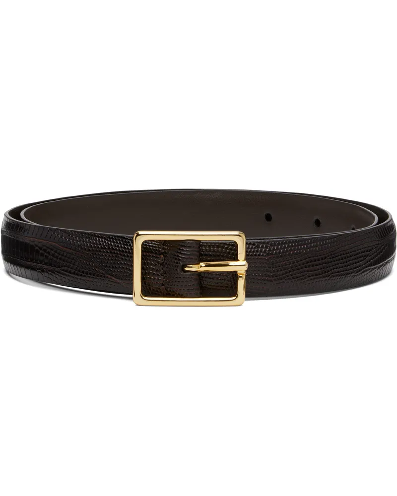 Anderson's Brown Skinny Lizard Rectangular Buckle Belt M1