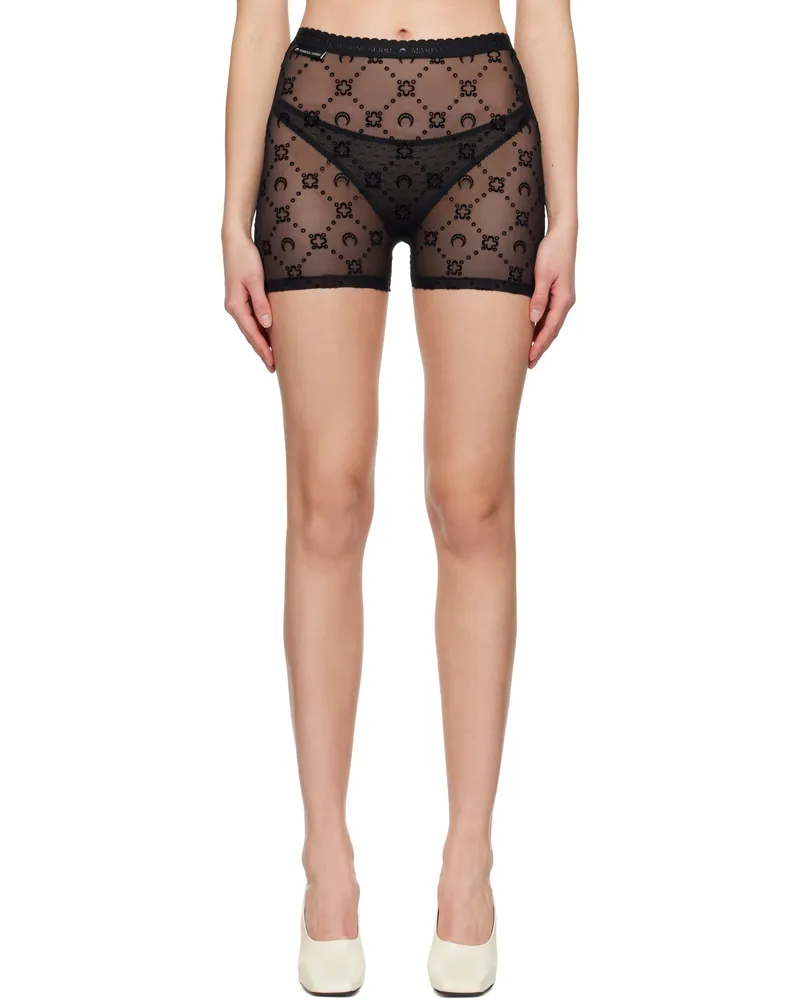 Marine Serre SSENSE Exclusive Black Mesh Flock Shorts Bk99