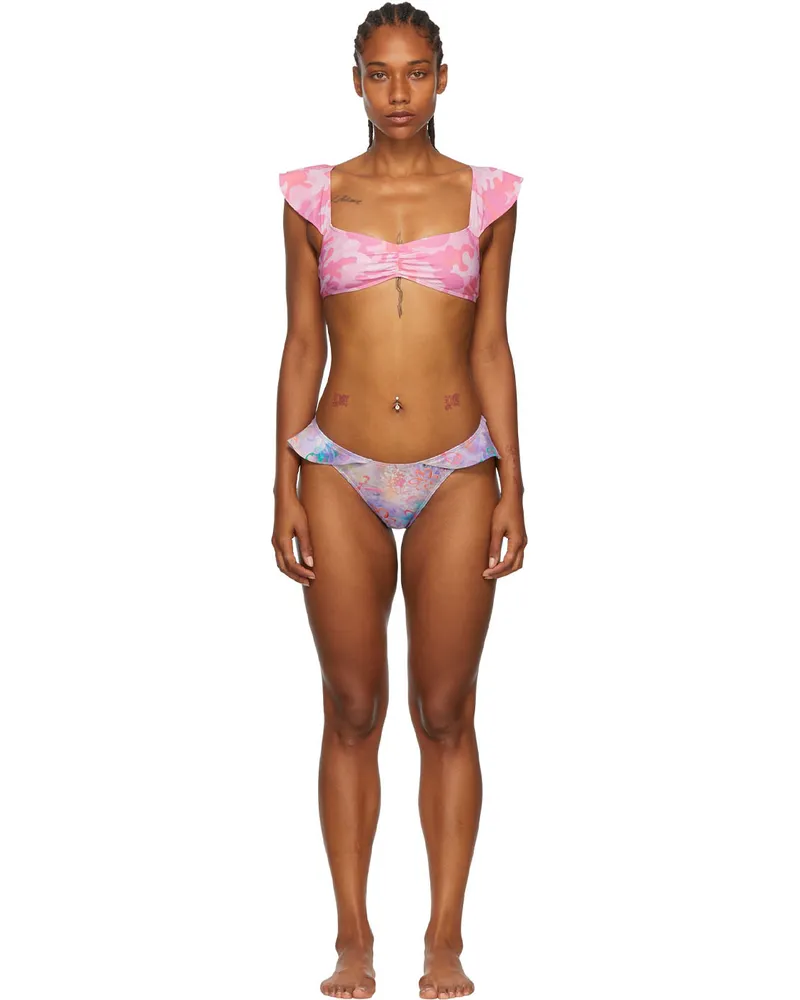 Collina Strada SSENSE Exclusive Purple Recycled Nylon Bikini Pink