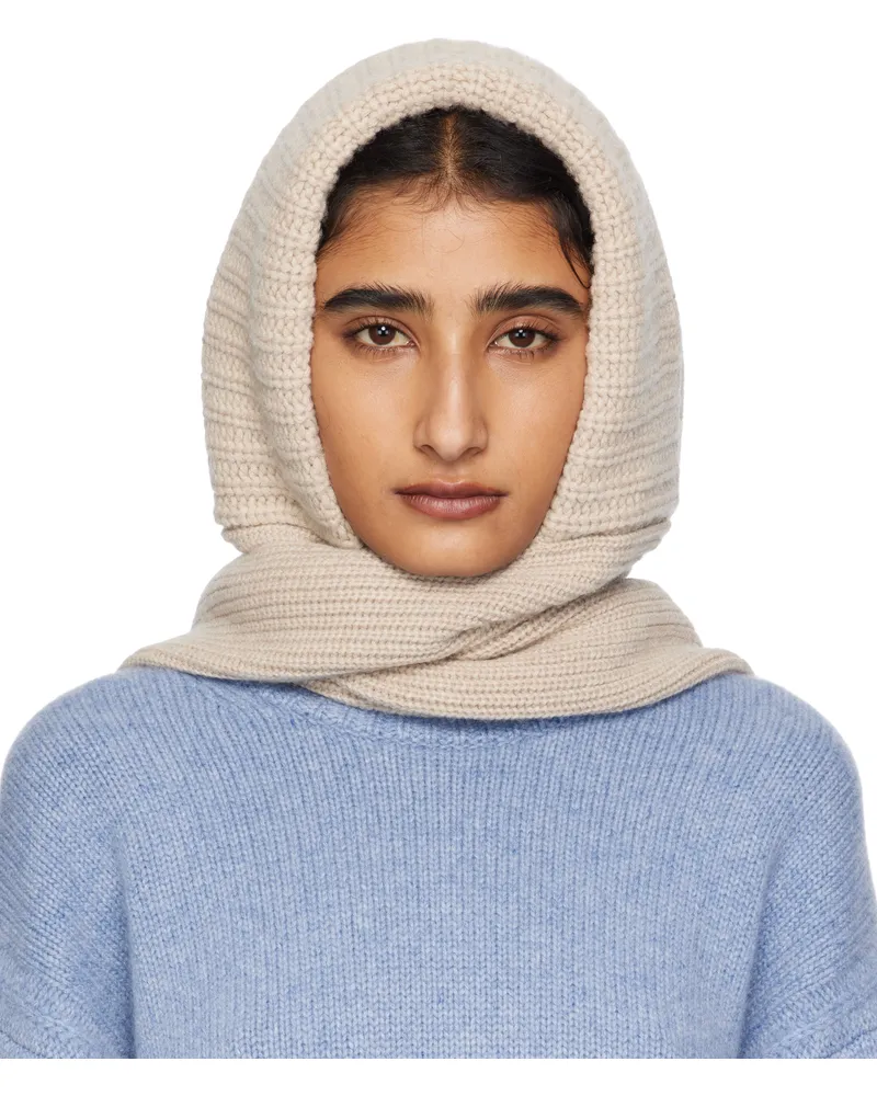 Yves Salomon Beige Hooded Scarf A2238