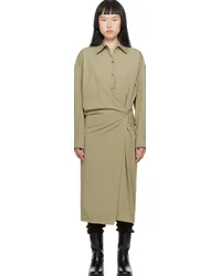 Christophe Lemaire Khaki Twisted Midi Dress Grdusty