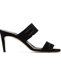 Manolo Blahnik Black Nebre Mules Black