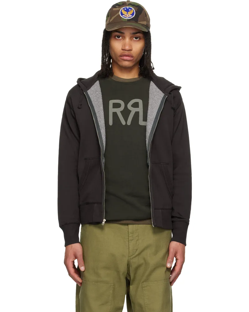 RRL Black Fleece Full-Zip Hoodie Faded