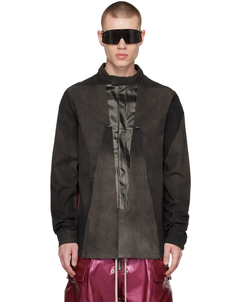 Rick Owens Brown Splintered Denim Jacket 24d100